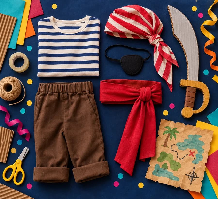 Le matériel du déguisement de pirate sans couture
