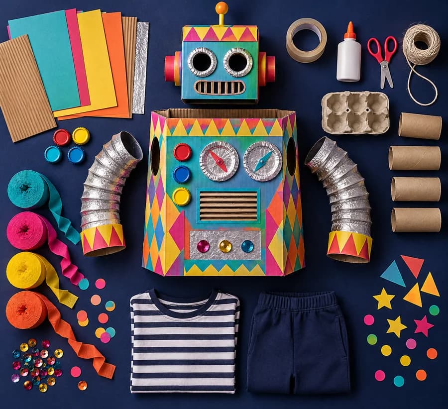 Le matériel du déguisement de robot en carton
