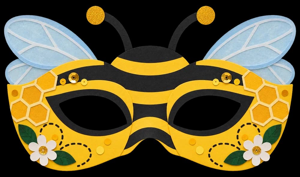 Masque d'abeille à imprimer, version couleur, prête à découper