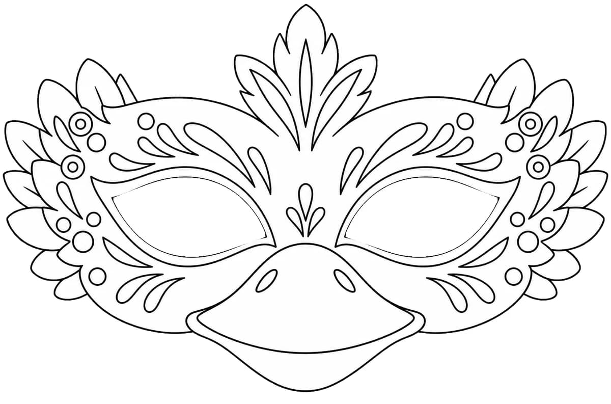 Masque de canard à fabriquer pour Carnaval, version au trait à décorer