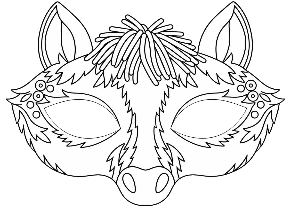 Masque de cheval à fabriquer pour Carnaval, version au trait à décorer