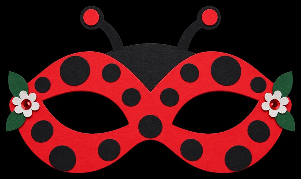 Masque de coccinelle à imprimer, version couleur, prête à découper