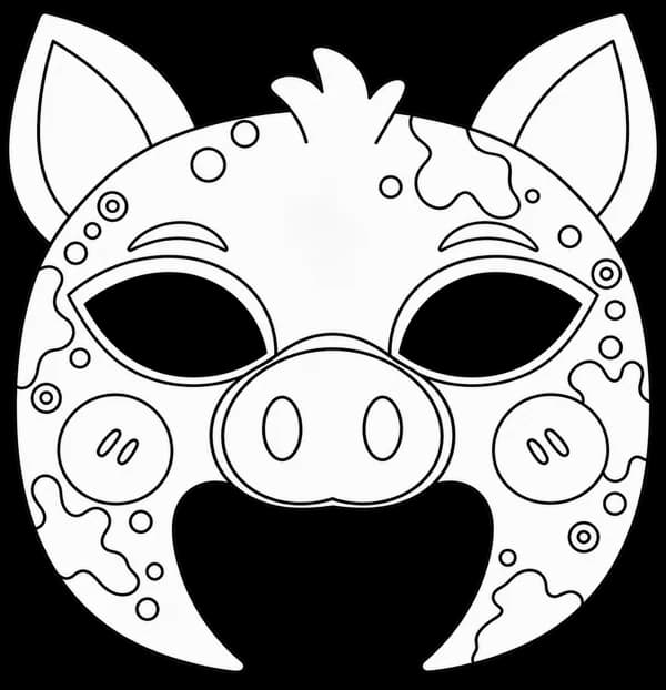 Masque de cochon à imprimer, version au trait à décorer