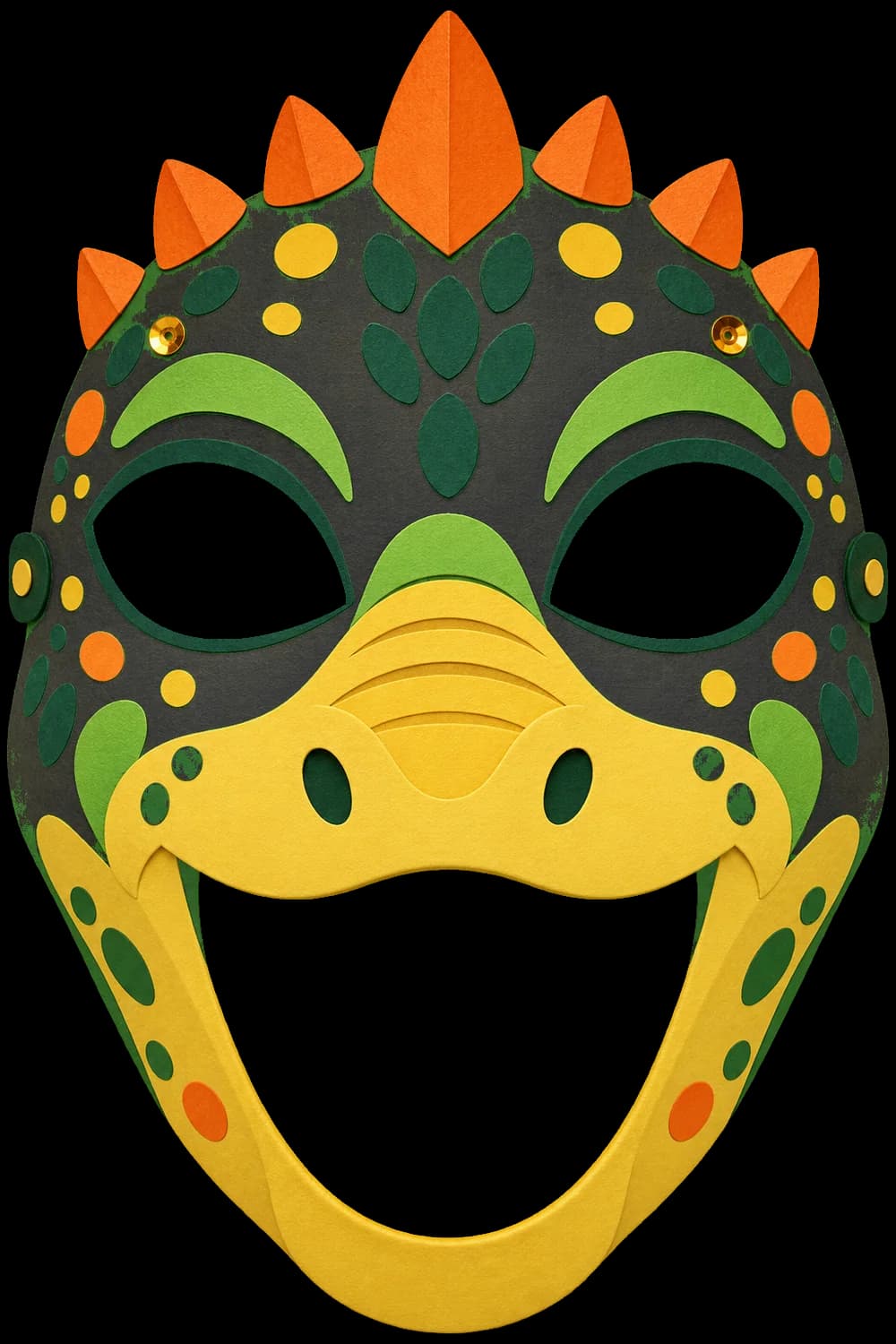 Masque de dinosaure à imprimer, version couleur, prête à découper