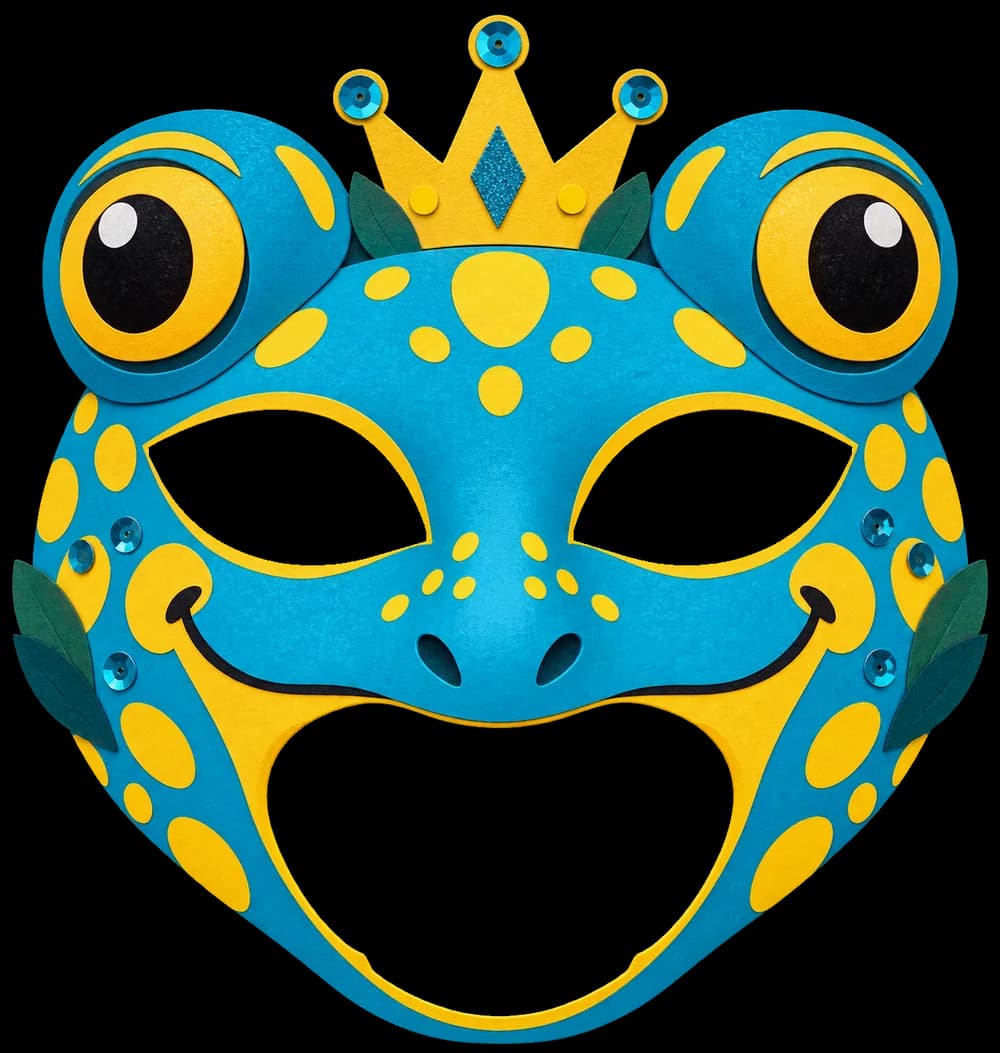 Masque de grenouille pour Carnaval, version couleur, prête à découper