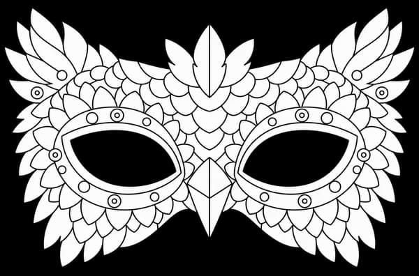 Masque de hibou à imprimer, version au trait à décorer