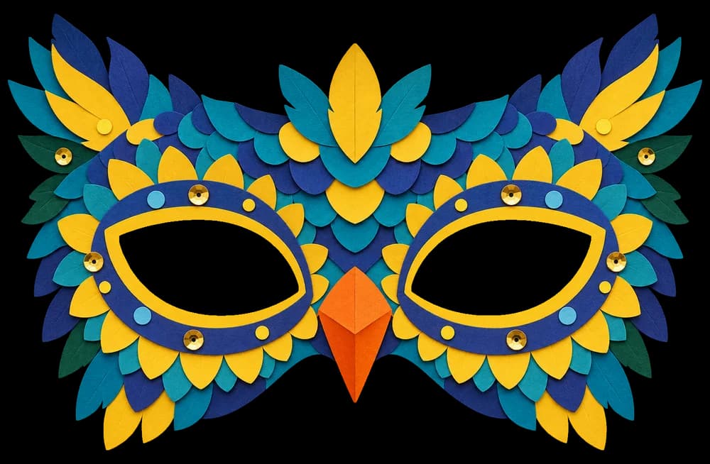 Masque de hibou à imprimer, version couleur, prête à découper