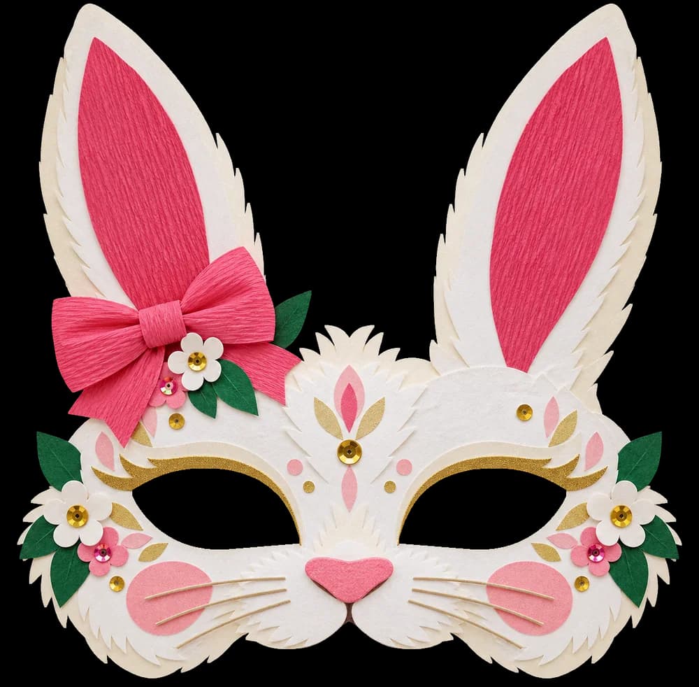 Masque de lapin à imprimer, version couleur, prête à découper