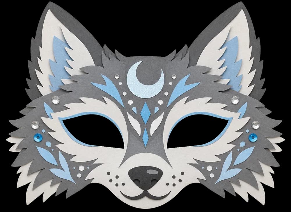 Masque de loup à imprimer, version couleur, prête à découper