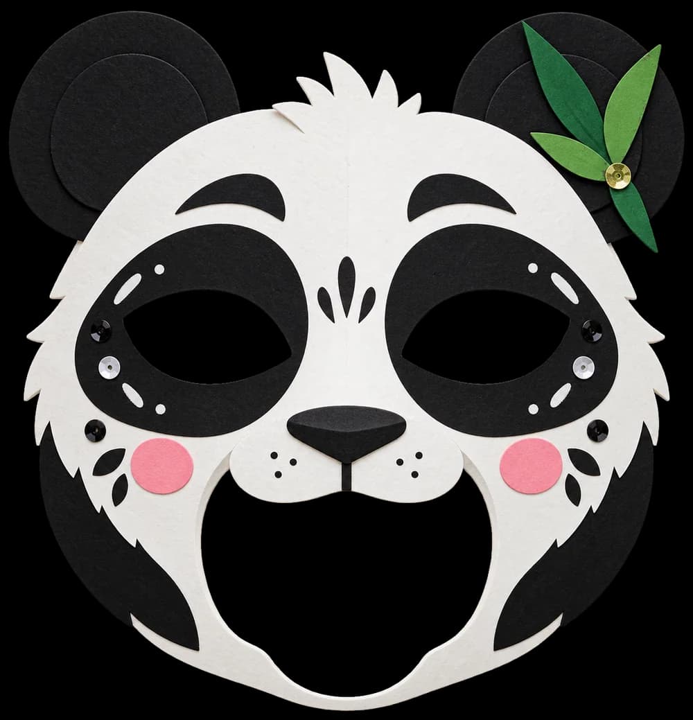 Masque de panda à imprimer, version couleur, prête à découper