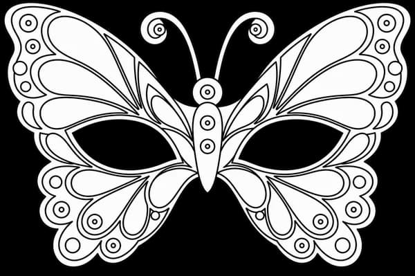 Masque de papillon à imprimer, version au trait à décorer