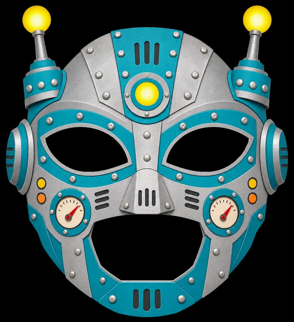 Masque de robot à imprimer, version couleur, prête à découper