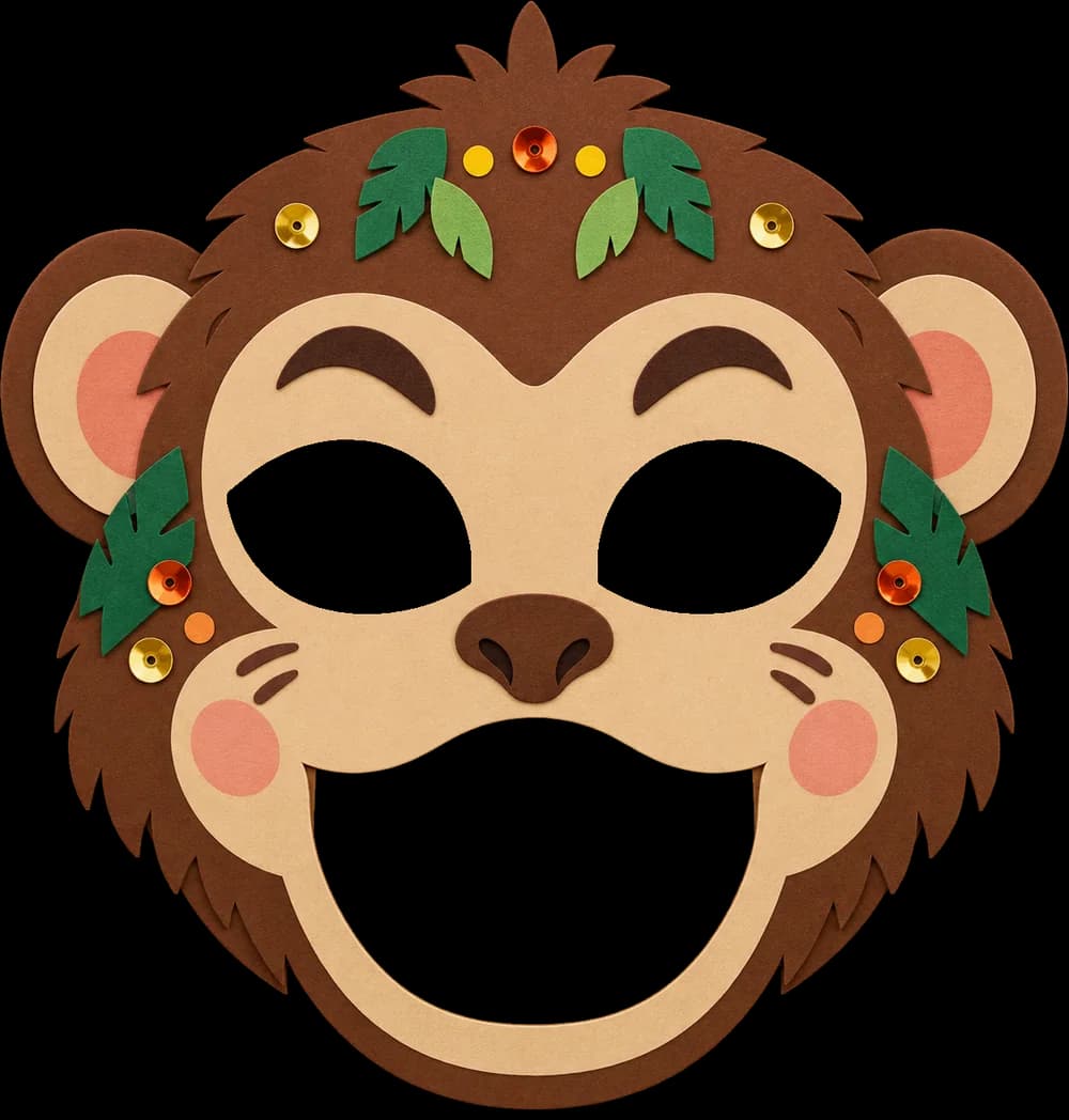 Masque de singe à imprimer, version couleur, prête à découper