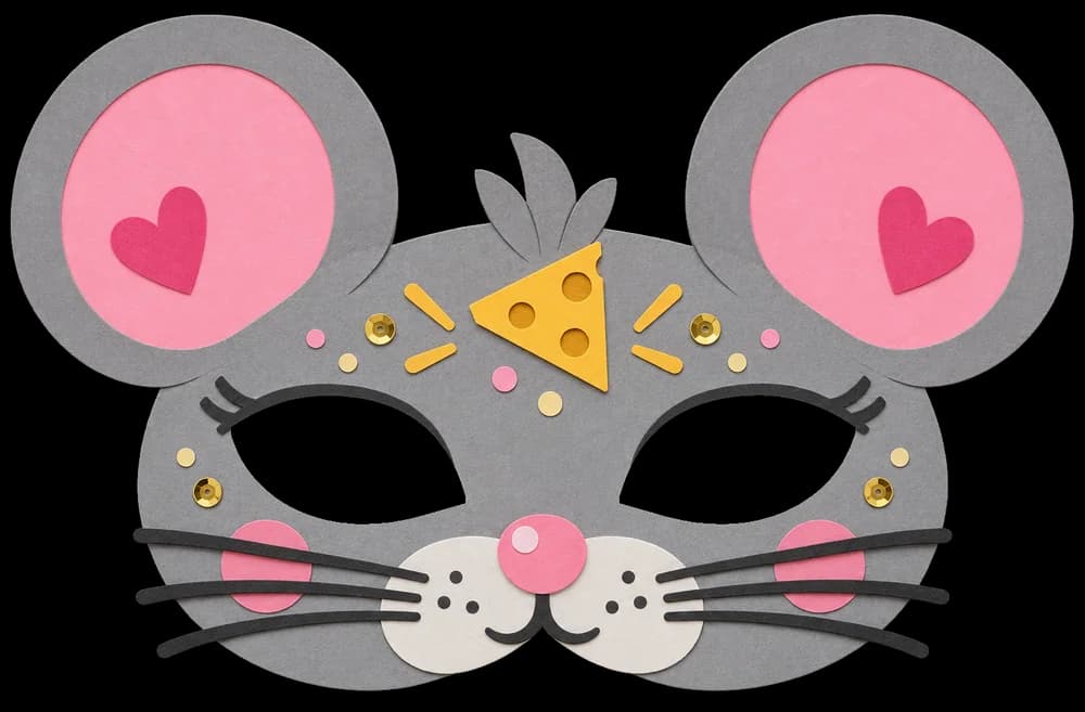 Masque de souris à imprimer, version couleur, prête à découper