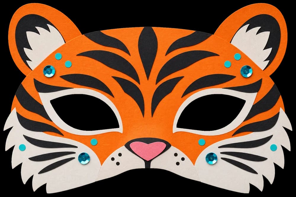 Masque de tigre à imprimer, version couleur, prête à découper