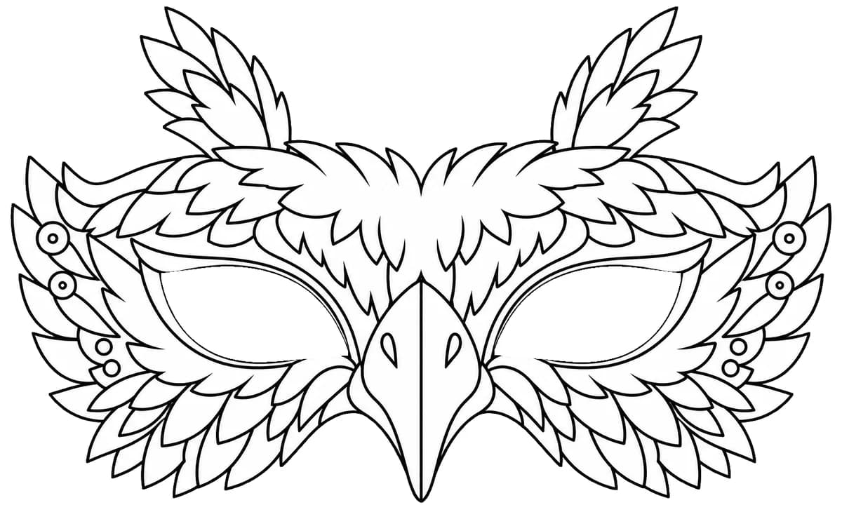 Masque d'aigle à fabriquer pour Carnaval, version au trait à décorer