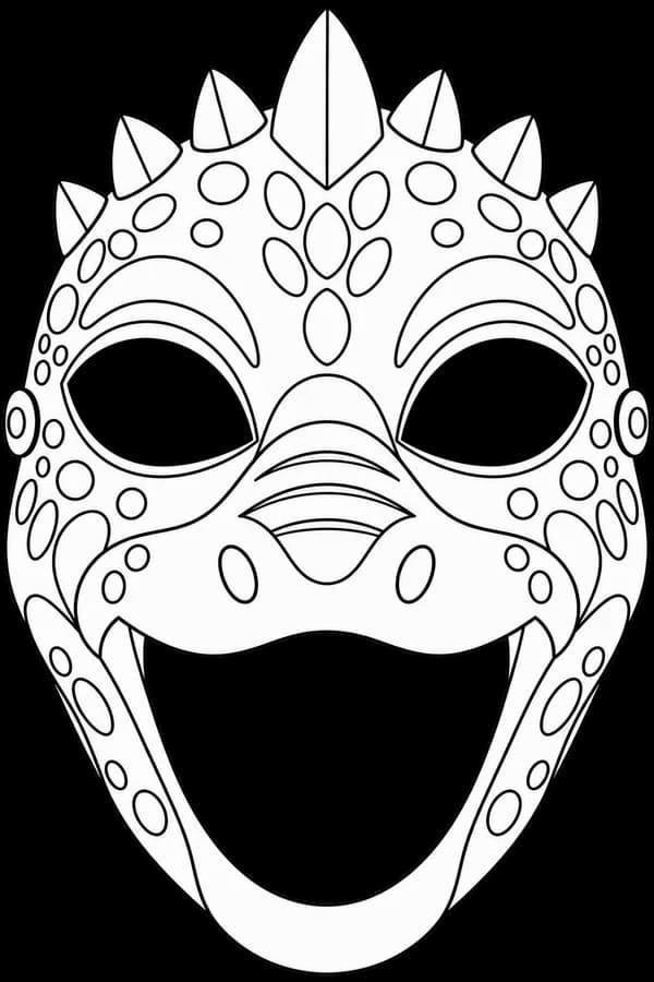 Masque de dinosaure à imprimer, version au trait à décorer
