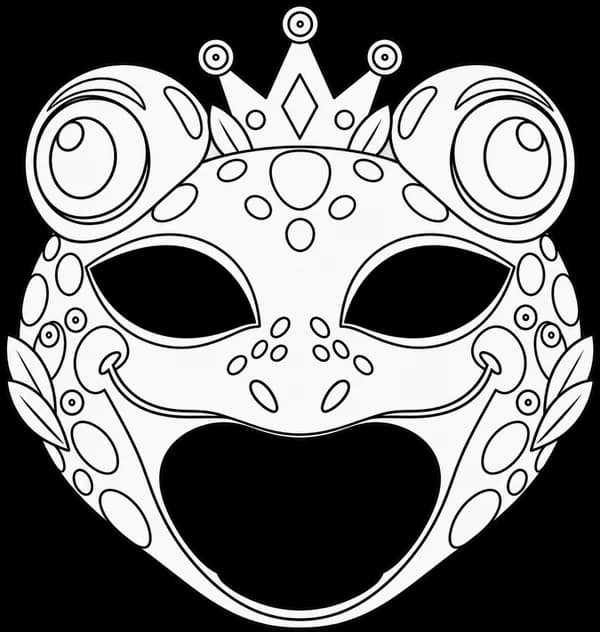 Masque de grenouille pour Carnaval, version au trait à décorer