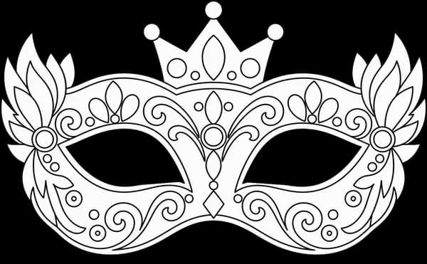 Masque de prince ou de princesse à imprimer, version au trait à décorer