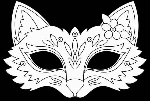 Masque de renard à imprimer, version au trait à décorer